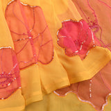Bright Yellow Georgette Saree With Oversized Floral Cutwork