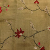 Classic Beige Organza Tissue Saree With Delicate Pink Floral Buttis And Woven Gold Zari Border