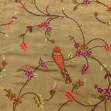 Live Green Organza Tissue Saree With Bird And Floral Embroidery