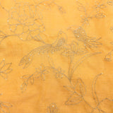 Cool Yellow Cotton Fusion Saree With Floral Embroidery