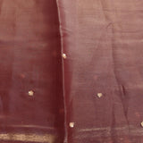 Elegant Brown Tissue Saree With Gold Embroidered Scallop Border