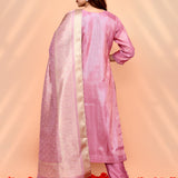 Soft Pink Banarasi Tissue Silk Kurta Set