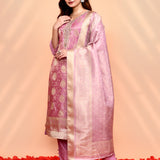 Soft Pink Banarasi Tissue Silk Kurta Set