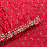 Peach Georgette Designer Saree With Silver Embroidered Border