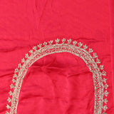 Peach Georgette Designer Saree With Silver Embroidered Border