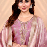 Soft Pink Banarasi Tissue Silk Kurta Set