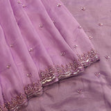 Mauve Organza Saree With Silver Embroidered Butti And Shikargah Border
