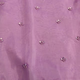 Mauve Organza Saree With Silver Embroidered Butti And Shikargah Border