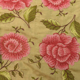 Beige Organza Tissue Saree With Pink Embroidered Floral And Gold Border