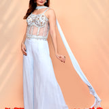 Pastel Blue Georgette Indo-Western Set