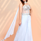 Pastel Blue Georgette Indo-Western Set