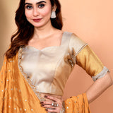 Silver Tone Silk Brocade Lehenga Set