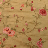 Gold Organza Tissue Saree With Embroidered Pink Floral And Gold Border