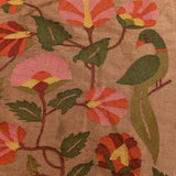 Brown Tissue Saree With Embroidered Multi-Color Floral Design And Gold Border