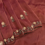 Mauve Organza Tissue Designer Saree With Hand-Embroidered Sequin Border And Floral Buttis