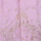 Mauve Kanjivaram Saree With Sequin Vine Embroidery & Floral Bouquet Motif