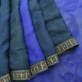 Blue And Green Georgette Designer Saree With All-Over Floral Embroidery And Sequin Border