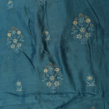 Blue And Green Georgette Designer Saree With All-Over Floral Embroidery And Sequin Border