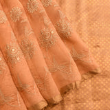 Peach Organza Tissue Designer Saree With Embroidered Floral Jaal