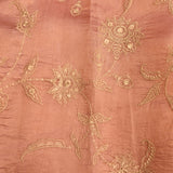 Pink And Gold Organza Tissue Designer Saree With Embroidered Floral Jaal