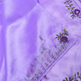Lavender Organza Kanjivaram Saree With Beaded Floral Vine Embroidery