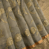 Grey Organza Tissue Designer Saree With Embroidered Floral Jaal