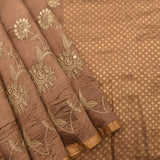 Brown Organza Tissue Designer Saree With Embroidered Floral Jaal