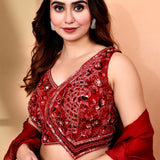 Maroon Crepe Silk Embroidered Lehenga Set