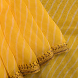 Ellow Organza Designer Saree With Leheriya Print And Sequin Embroidery Border