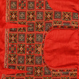 Vibrant Red Embroidered Saree With Scattered Gold Butti & Ornate Embroidered Border