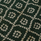Elegant Forest Green Bandhani Silk Saree With White Tie-Dye Pattern & Gold Embroidered Border