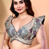 Grey Ombre Dupion Silk Floral Lehenga Set