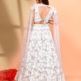 Soft Pastel Net Embroidered Floral Bridal Lehenga Set