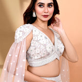 Soft Pastel Net Embroidered Floral Bridal Lehenga Set