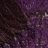 Luxurious Purple Net Saree With Delicate Appliqué Work, Beadwork & Sequin Embellishment