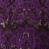 Luxurious Purple Net Saree With Delicate Appliqué Work, Beadwork & Sequin Embellishment