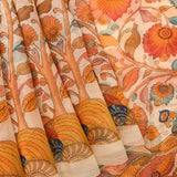 Elegant Cream Printed Saree With Sunflower & Floral Botanical Design In Multiple Colors