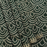 Elegant Forest Green Cotton Designer Saree With White Bandhani Tie-Dye Scalloped Pattern & Gold Embroidered Border