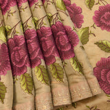 Gold Organza Tissue Designer Saree With Floral Embroidery