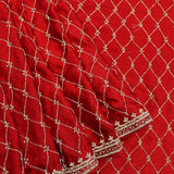 Red Silk Designer Saree With Embroidered Jaal In Silver Zari