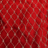 Red Silk Designer Saree With Embroidered Jaal In Silver Zari