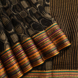 Classic Black Printed Saree With Ikat Geometric Motifs