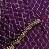 Royal Purple Designer Silk Saree With All Over Embroidery Jaal