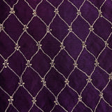 Royal Purple Designer Silk Saree With All Over Embroidery Jaal