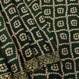 Gorgeous Dark Green Designer Saree With Bandhani Pattern And Embroidery Border