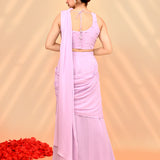 Soft Lilac Georgette Draped Saree