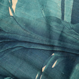 Vibrant Blue Green Silk Blend Printed Saree With Traditional Motifs