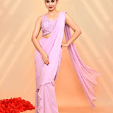 Soft Lilac Georgette Draped Saree