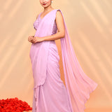 Soft Lilac Georgette Draped Saree