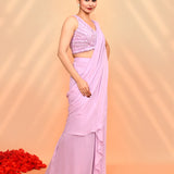 Soft Lilac Georgette Draped Saree